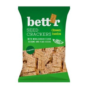 Пълнозърнести био крекери с чубрица и семена Bettr 150 г с кокосово масло