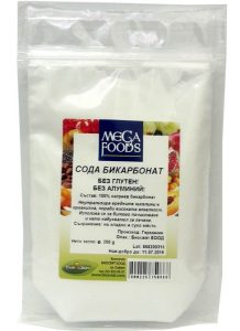Сода бикарбонат без глутен и алуминий Mega Foods 200 г натриев бикарбонат за печене и почистване