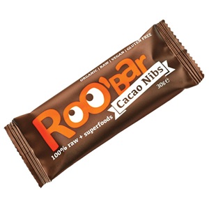 Суров бар какаови зърна и бадеми Roobar 30 г био енергийно барче