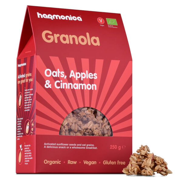 Био Гранола с овесени ядки, ябълки и канела 250 г Harmonica