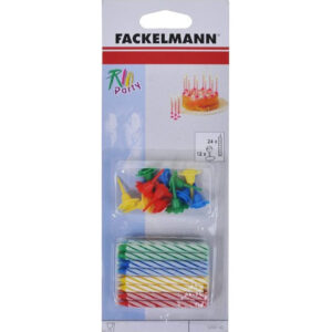 24 свещи с 12 пластмасови поставки FACKELMANN за декорация