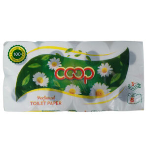 тоалетна хартия COOP 3 пласта 8 бр от 100 процента целулоза